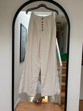Who What Wear Beige High-Rise Wide-Leg Chinos